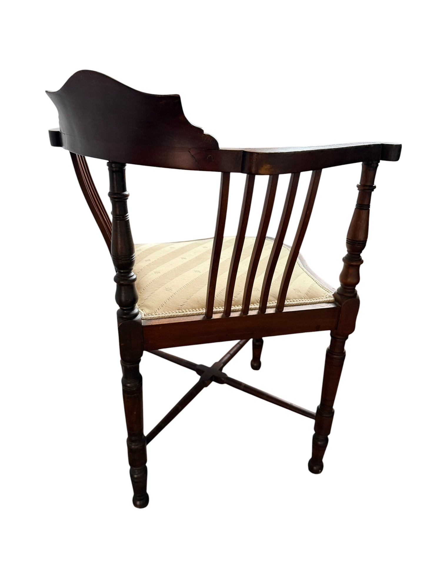 antique Edwardian inlaid mahogany corner chair, dating from the early 19th century (circa 1900–1910).
