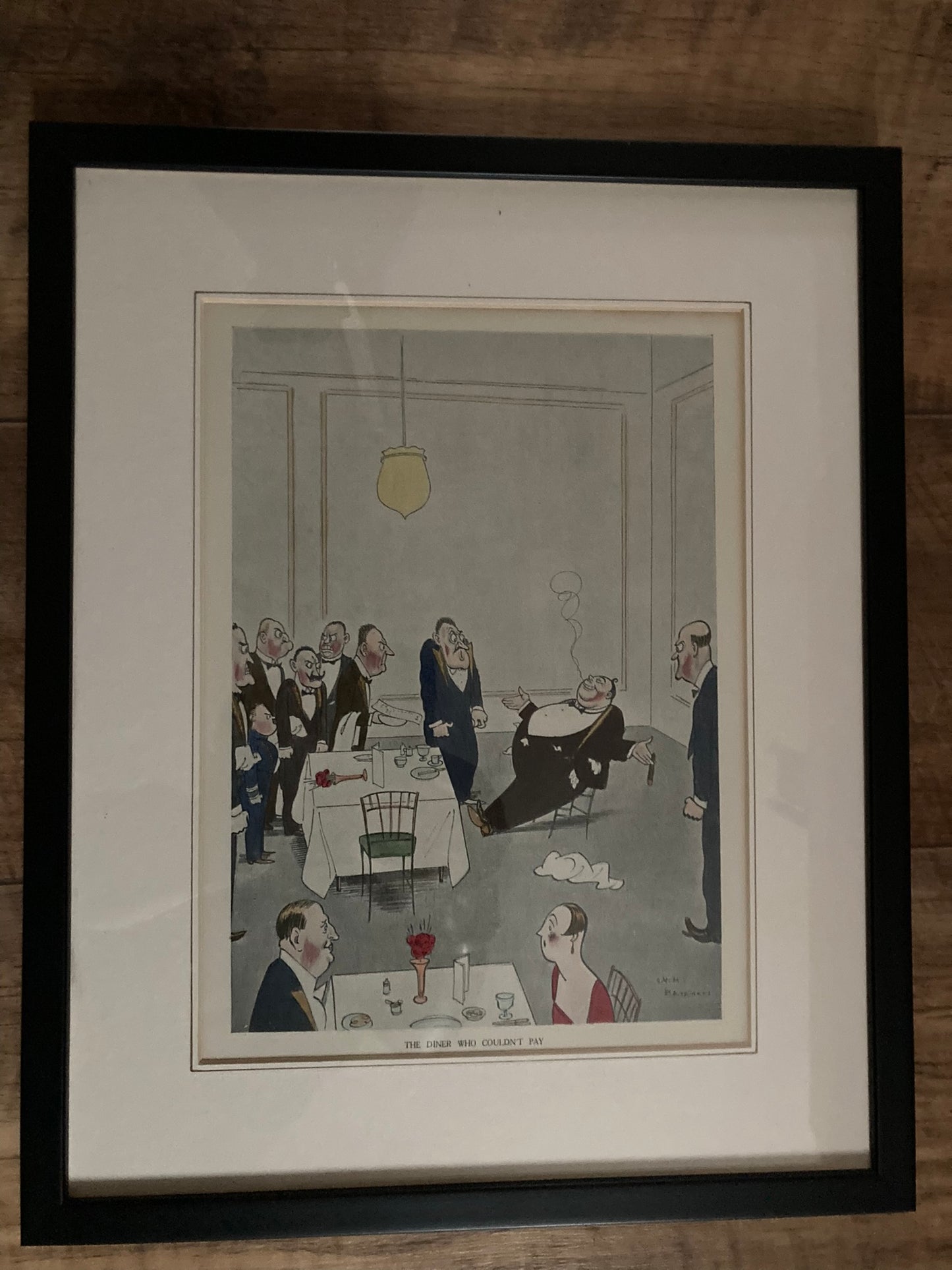 Two Animated Prints Hotel Restaurant Scene