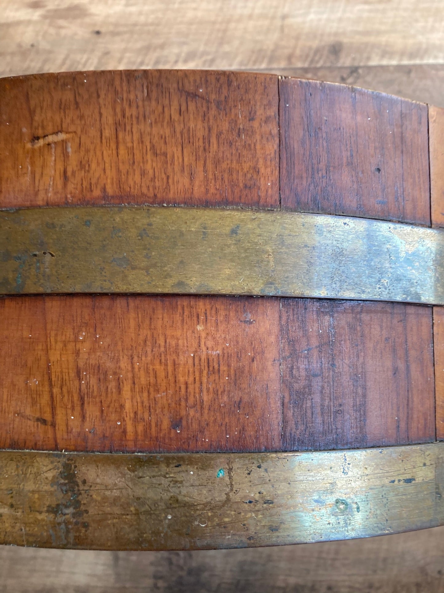 Antique Oak and Brass Ice Bucket or Planter by R A Lister Ltd