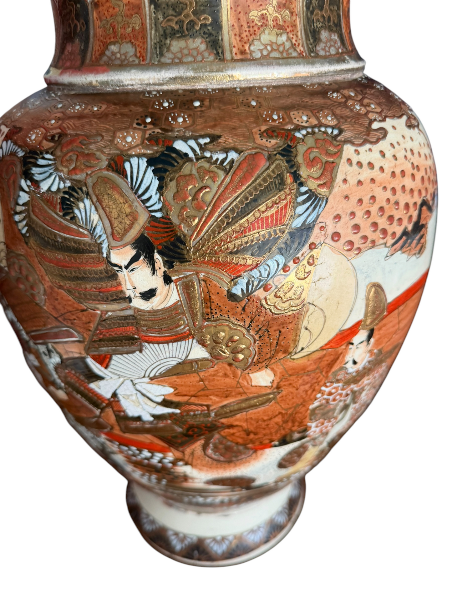 Antique Japanese earthenware Satsuma Style Vase