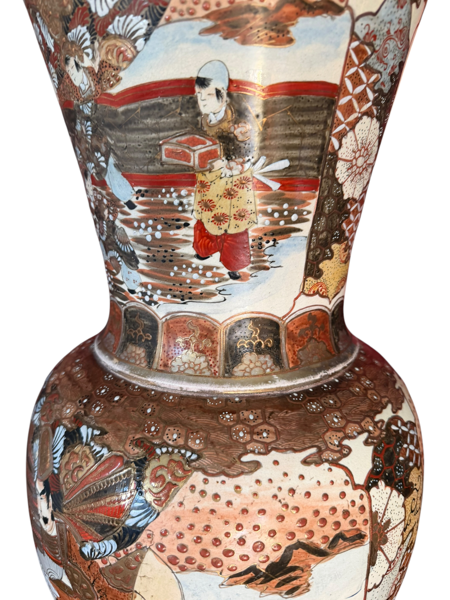 Antique Japanese earthenware Satsuma Style Vase