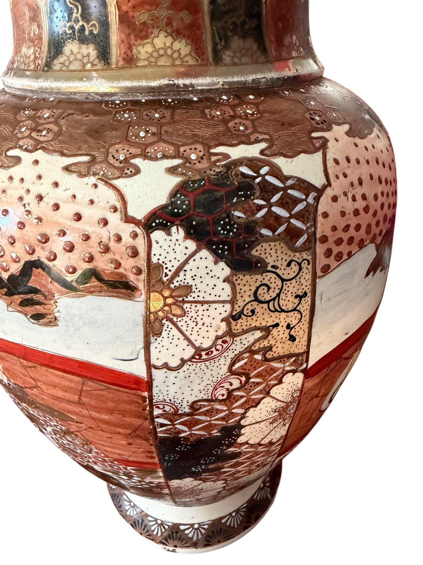 Antique Japanese earthenware Satsuma Style Vase