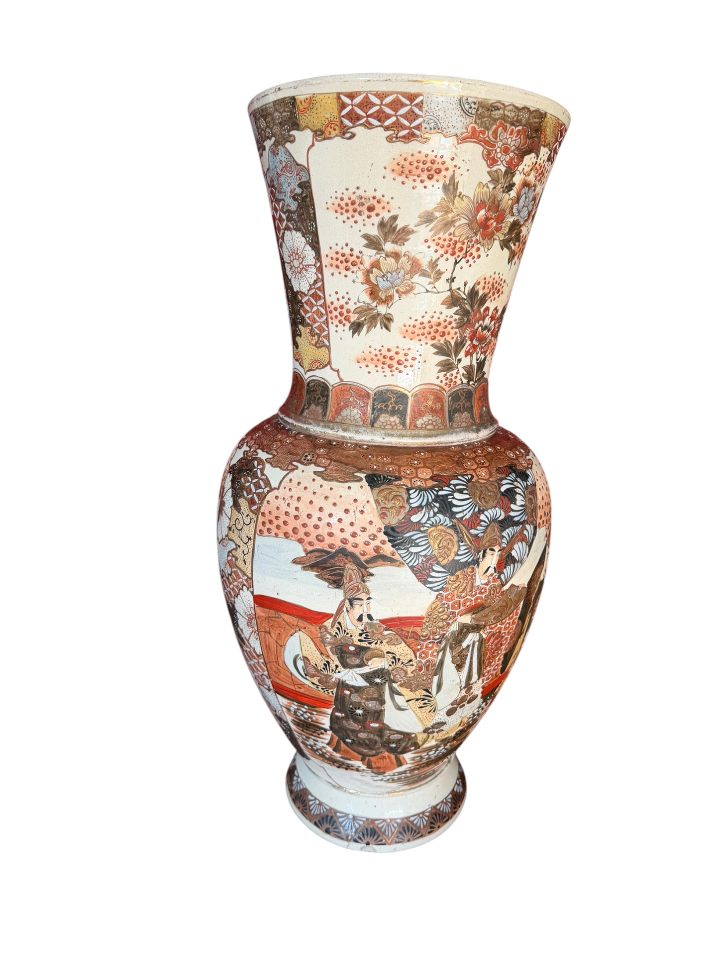 Antique Japanese earthenware Satsuma Style Vase