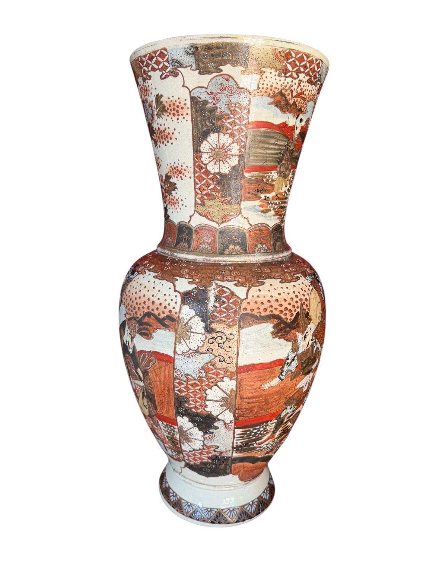 Antique Japanese earthenware Satsuma Style Vase