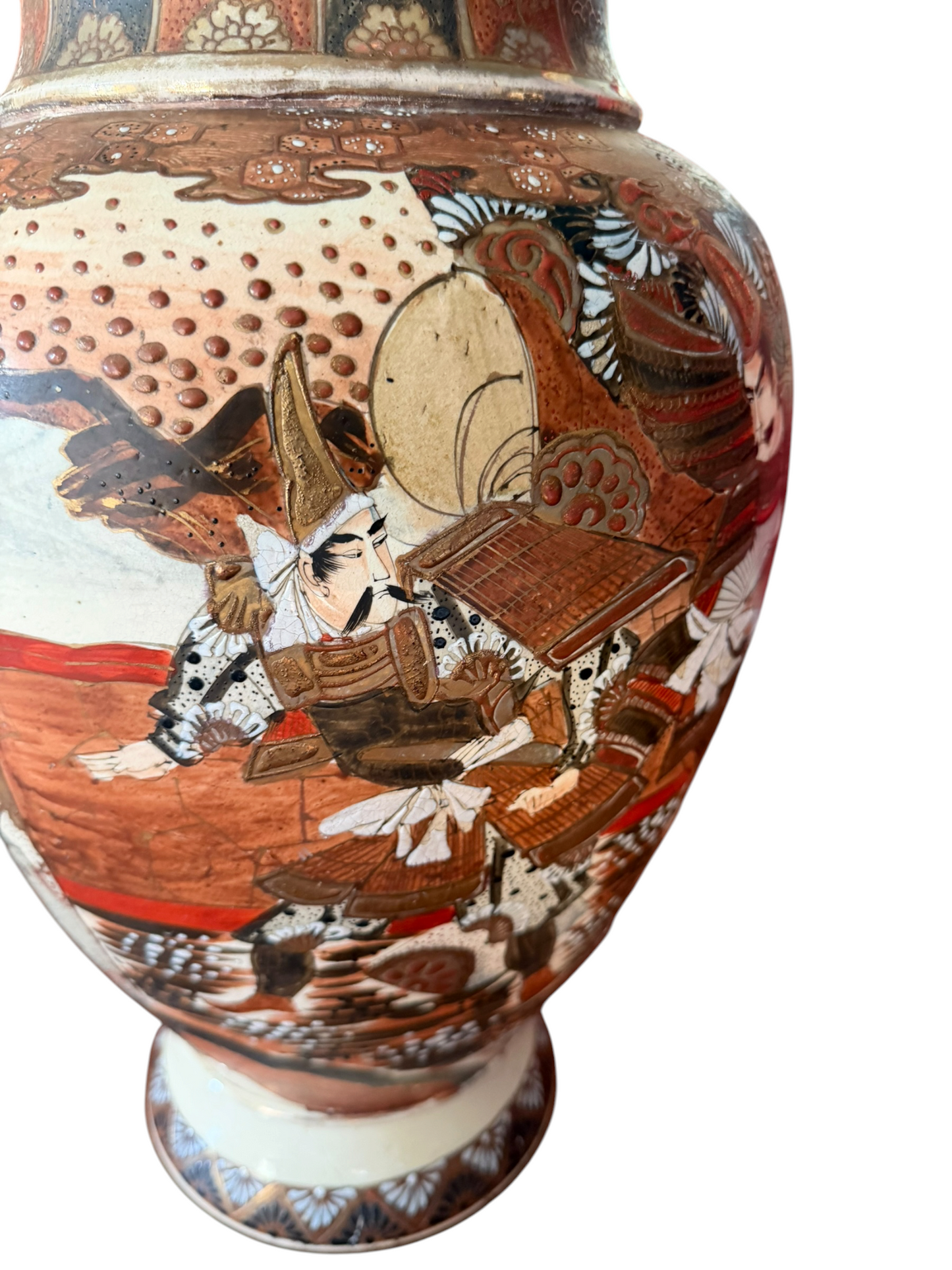 Antique Japanese earthenware Satsuma Style Vase