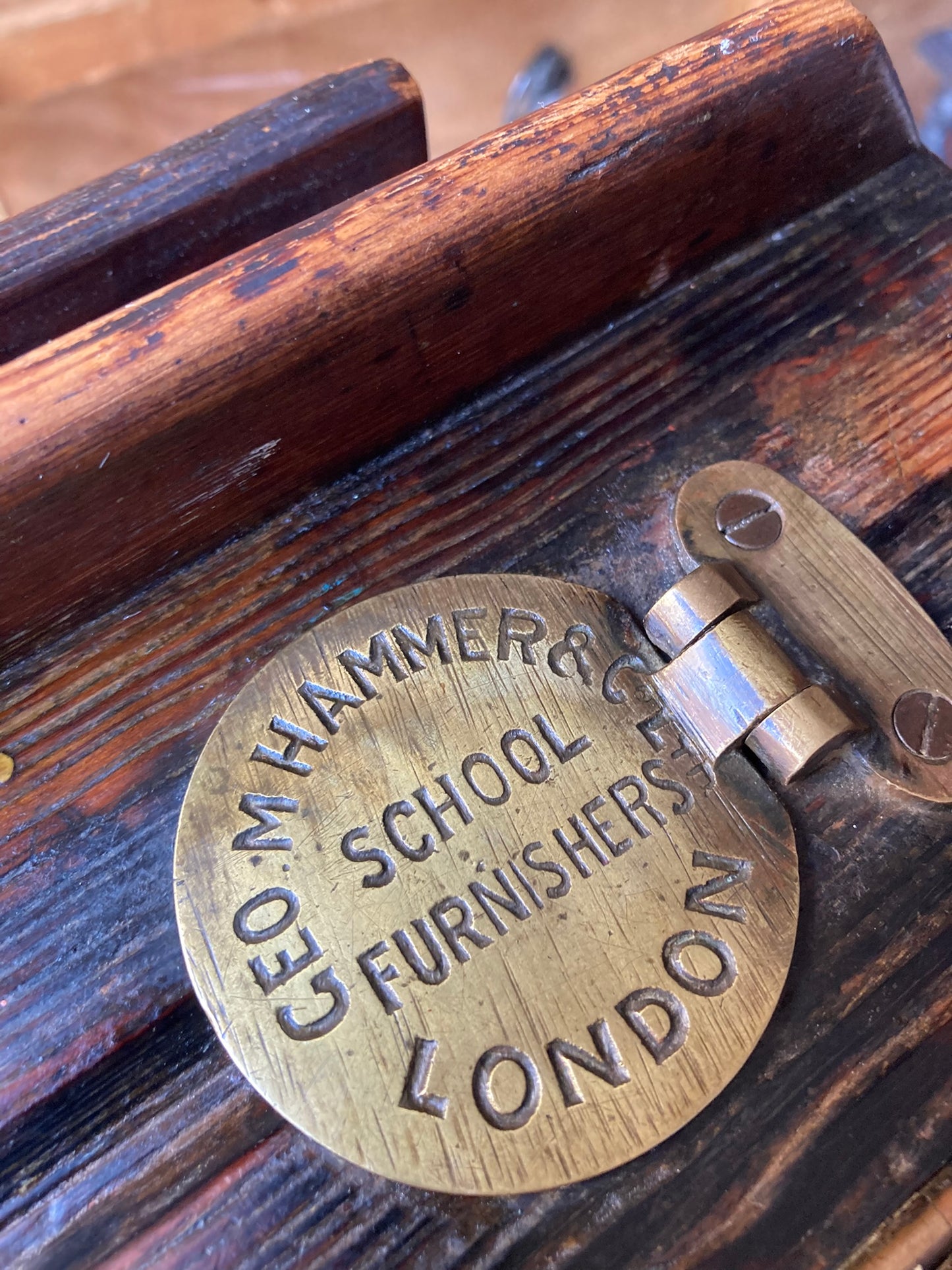 Vintage 1950's Oak Combined school Desk and Chair "George M Hammer & Co London"