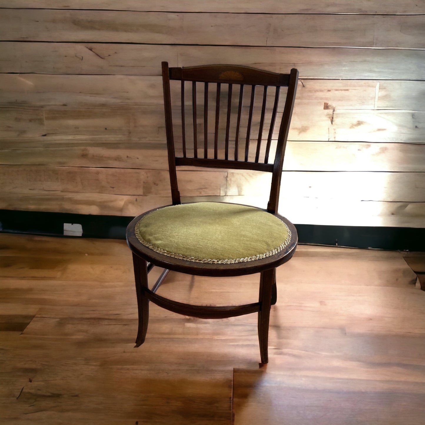 A pair of Edwardian Antique Mahogany Oval based hall chairs