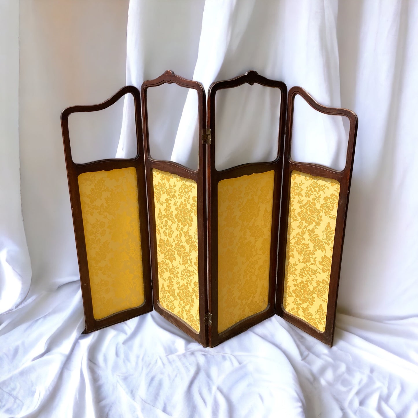 Art Nouveau four silk panel room divider screen