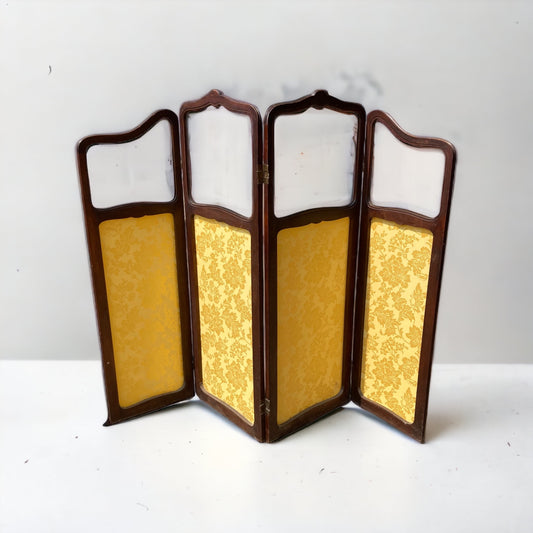 Art Nouveau four silk panel room divider screen