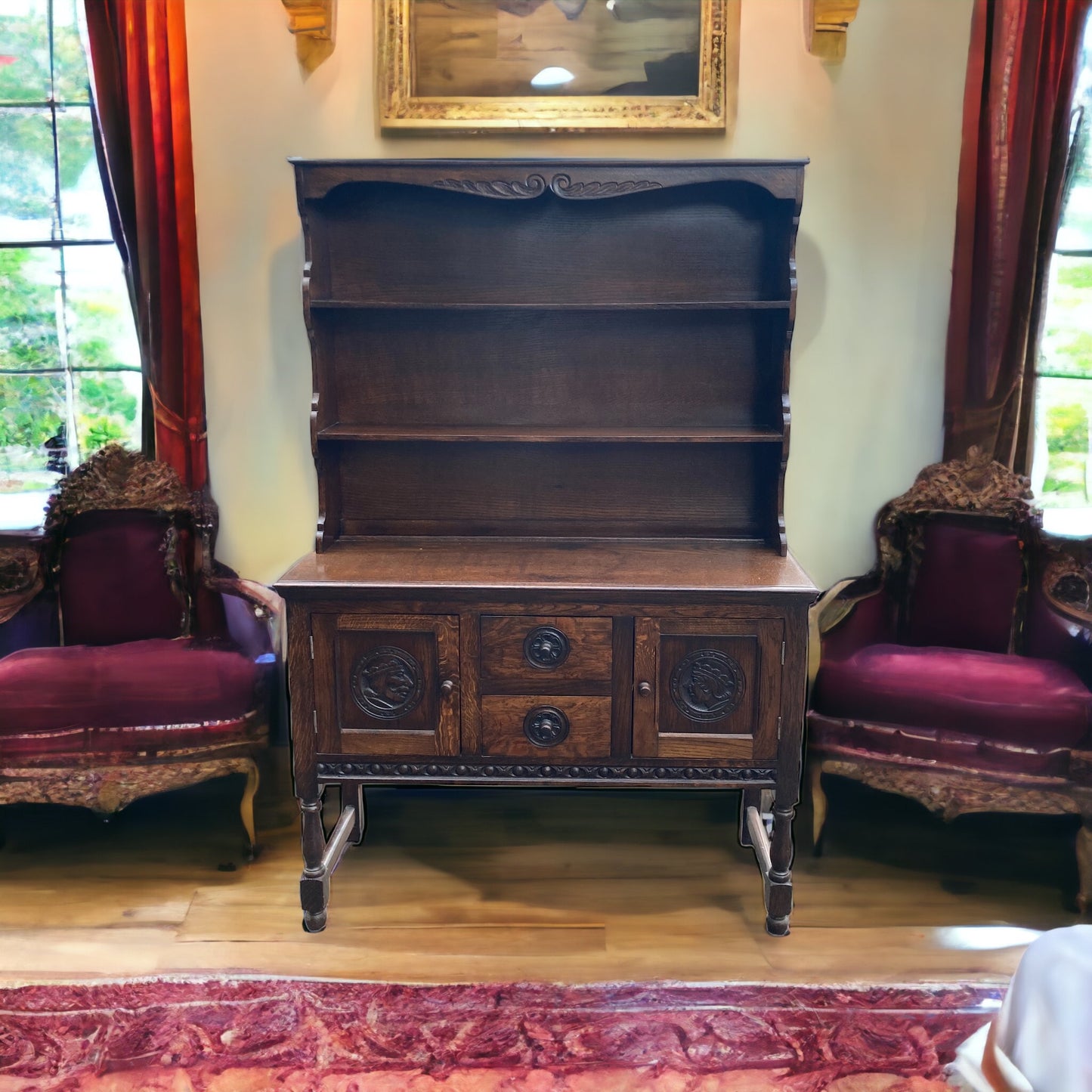 Antique Carved Oak Welsh Dresser