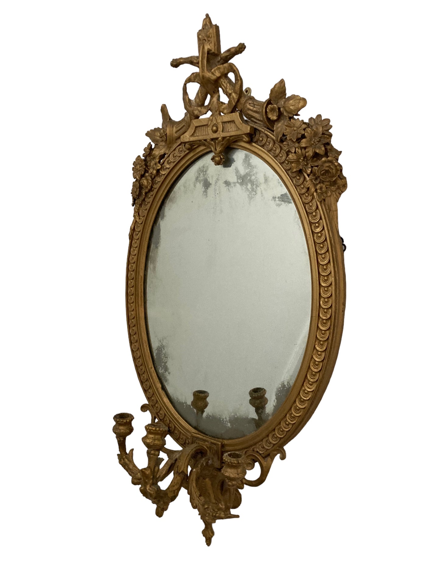 Antique Gilt Gesso Girandole Mirror