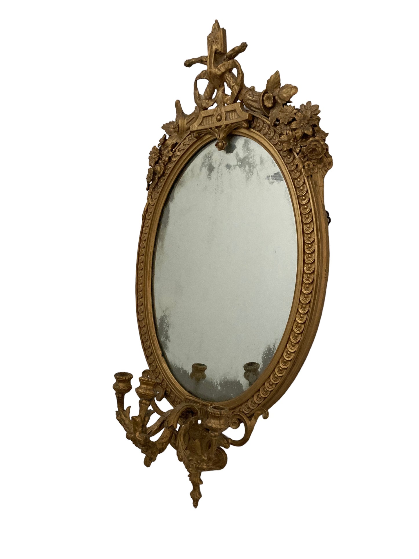 Antique Gilt Gesso Girandole Mirror