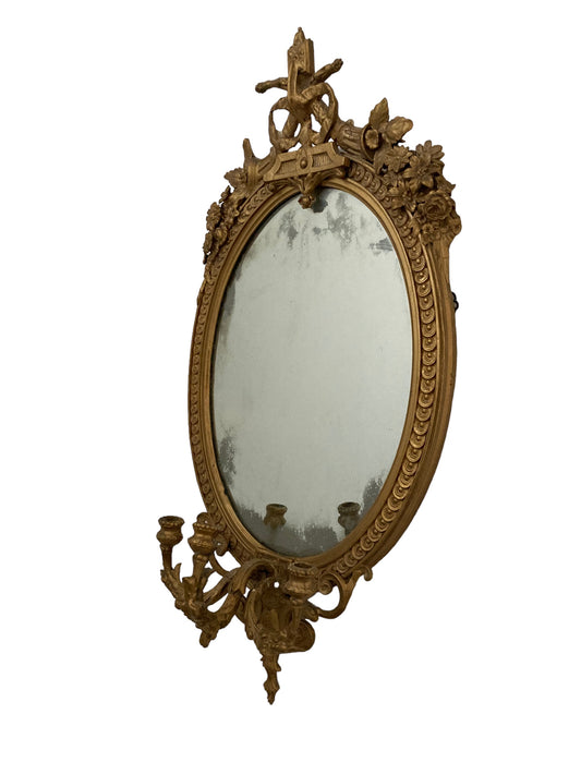 Antique Gilt Gesso Girandole Mirror