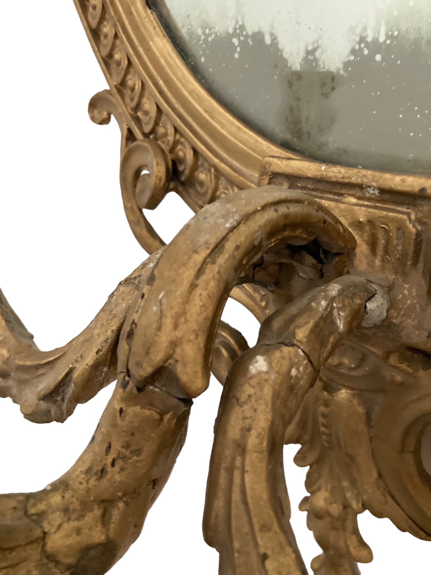 Antique Gilt Gesso Girandole Mirror