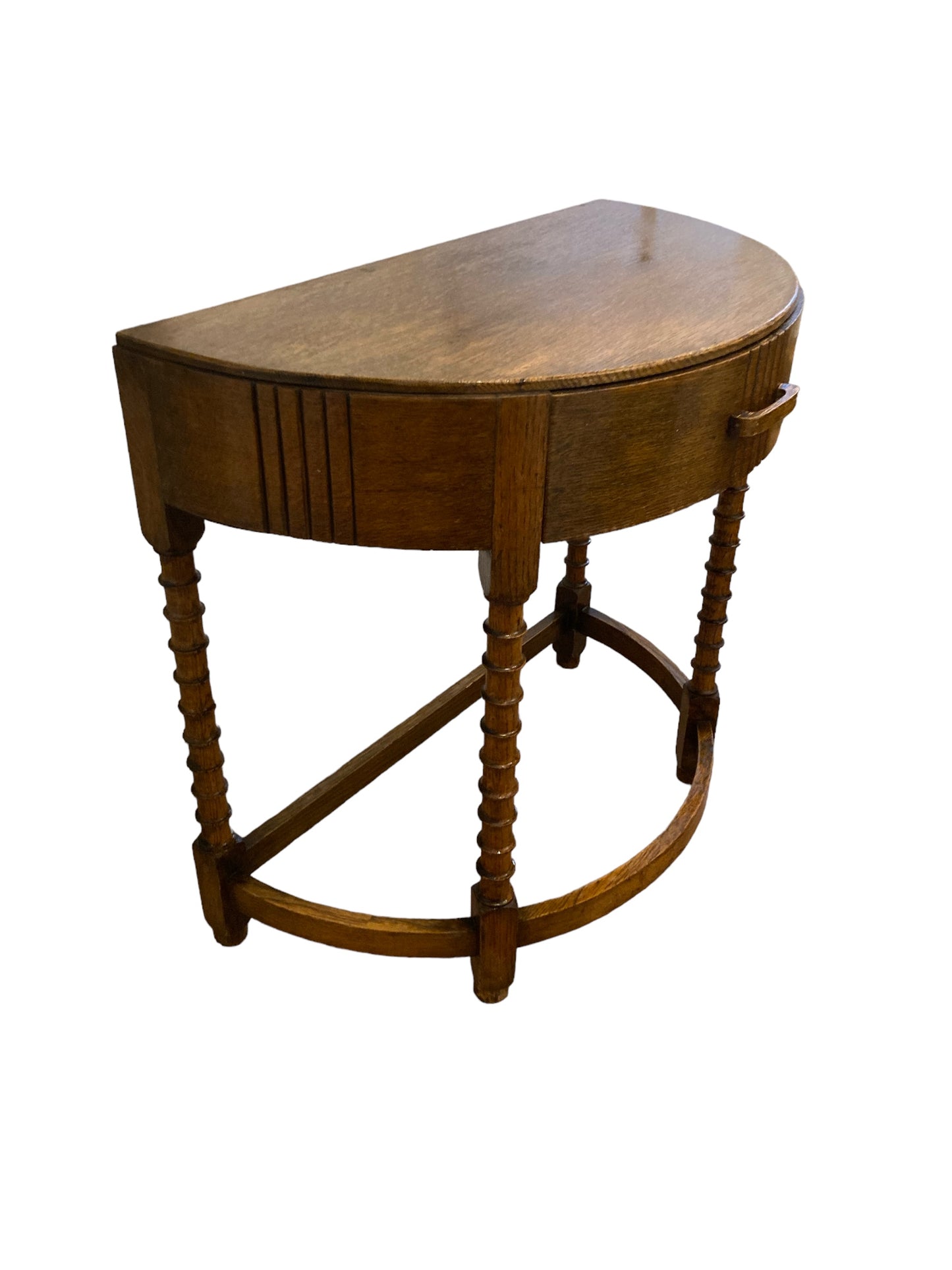 Art Deco Oak Half Moon Hall or Side Table