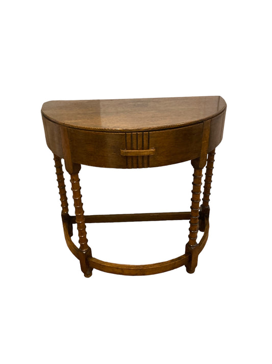 Art Deco Oak Half Moon Hall or Side Table