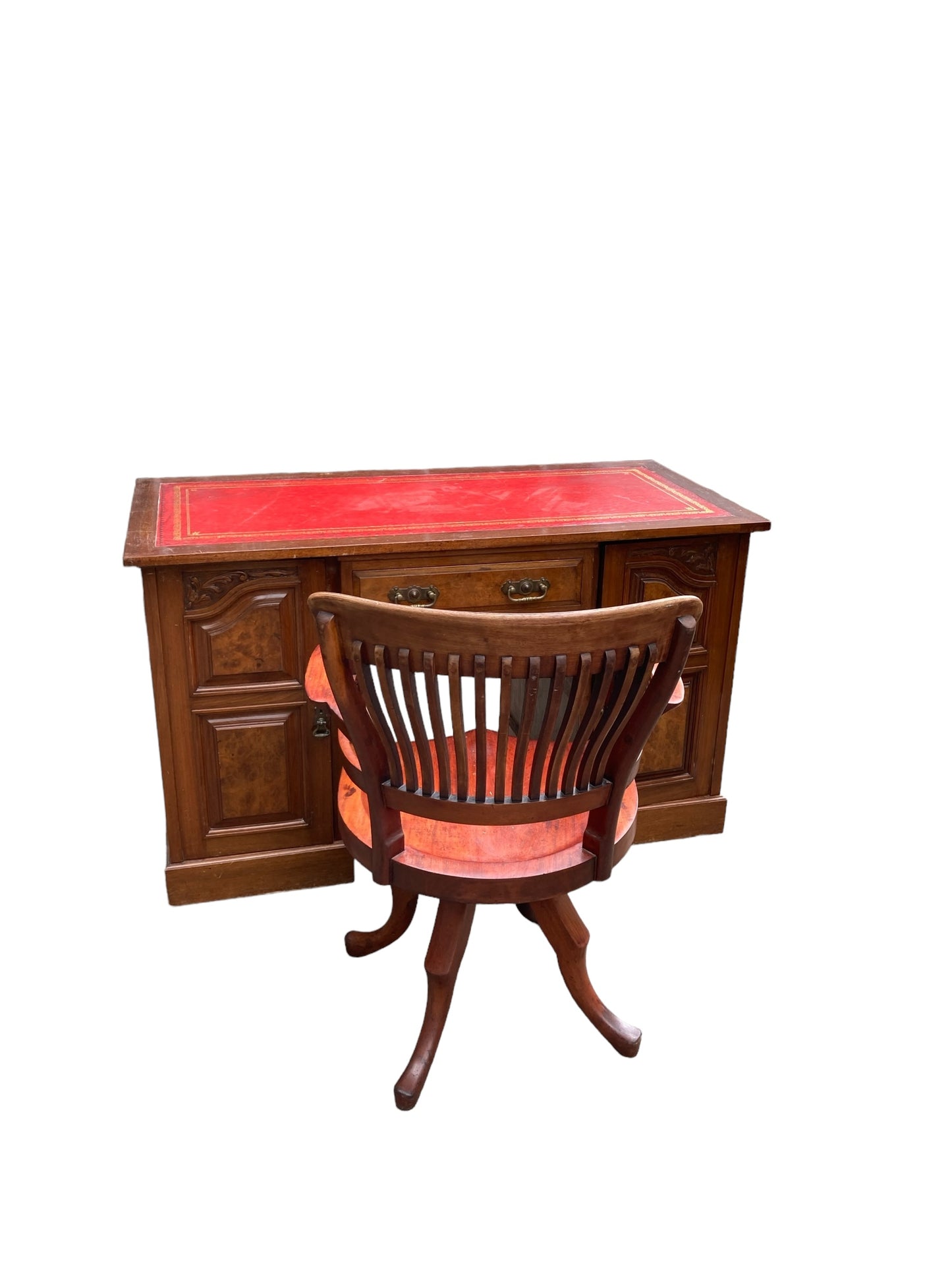 Late 19th Century Mahogany and Burr Walnut Captains Desk