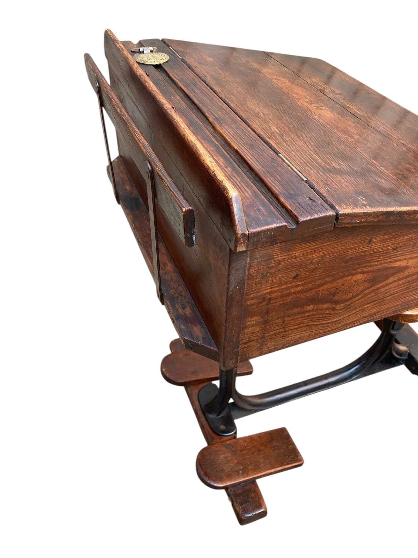 Vintage 1950's Oak Combined school Desk and Chair "George M Hammer & Co London"