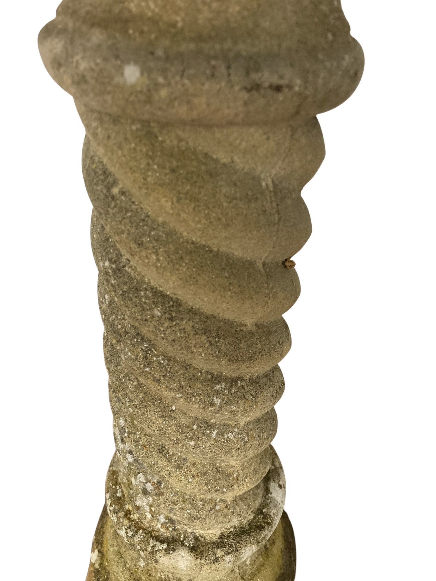Stone Sundial with Barley Twist Stlyle Column with Natural Patina Inscribed Wording on dial