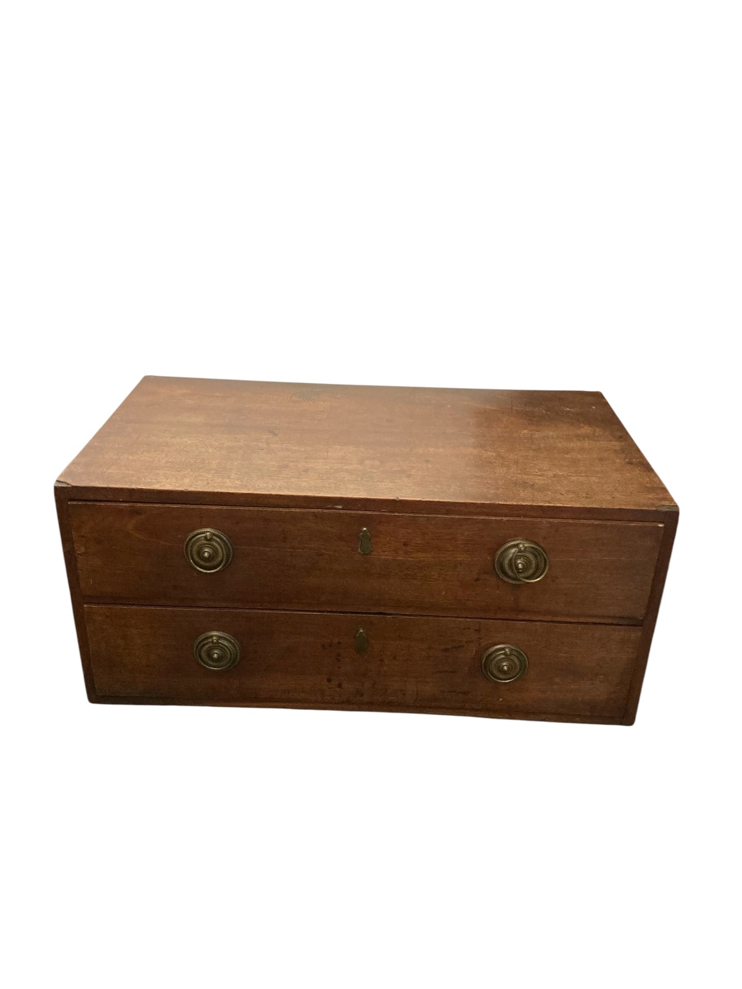 Small Mahogany Campaign style chest of two drawers CIRCA Late 1800's