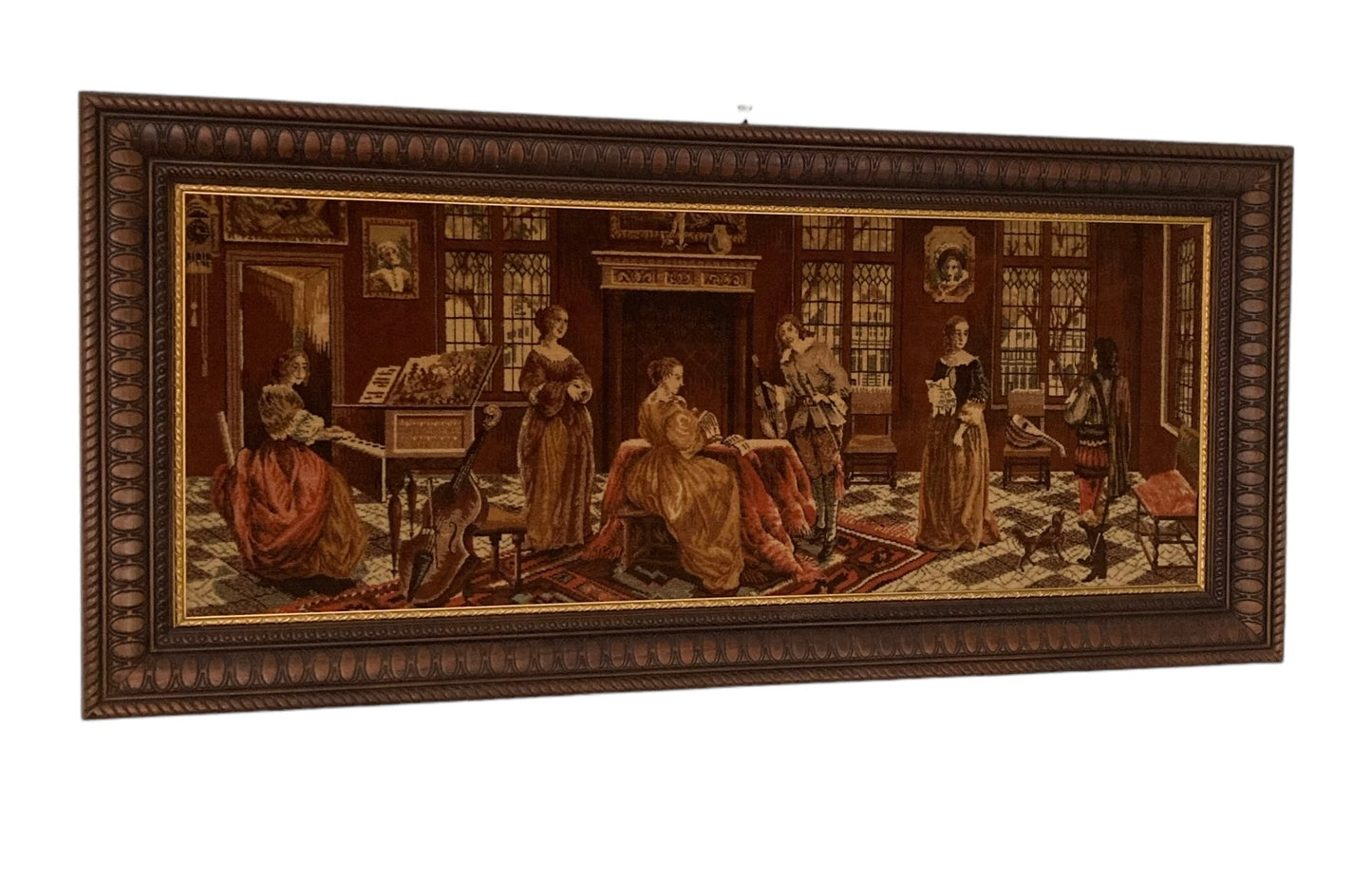 Large Tapestry Style Velvet Picture in Large Wooden Frame