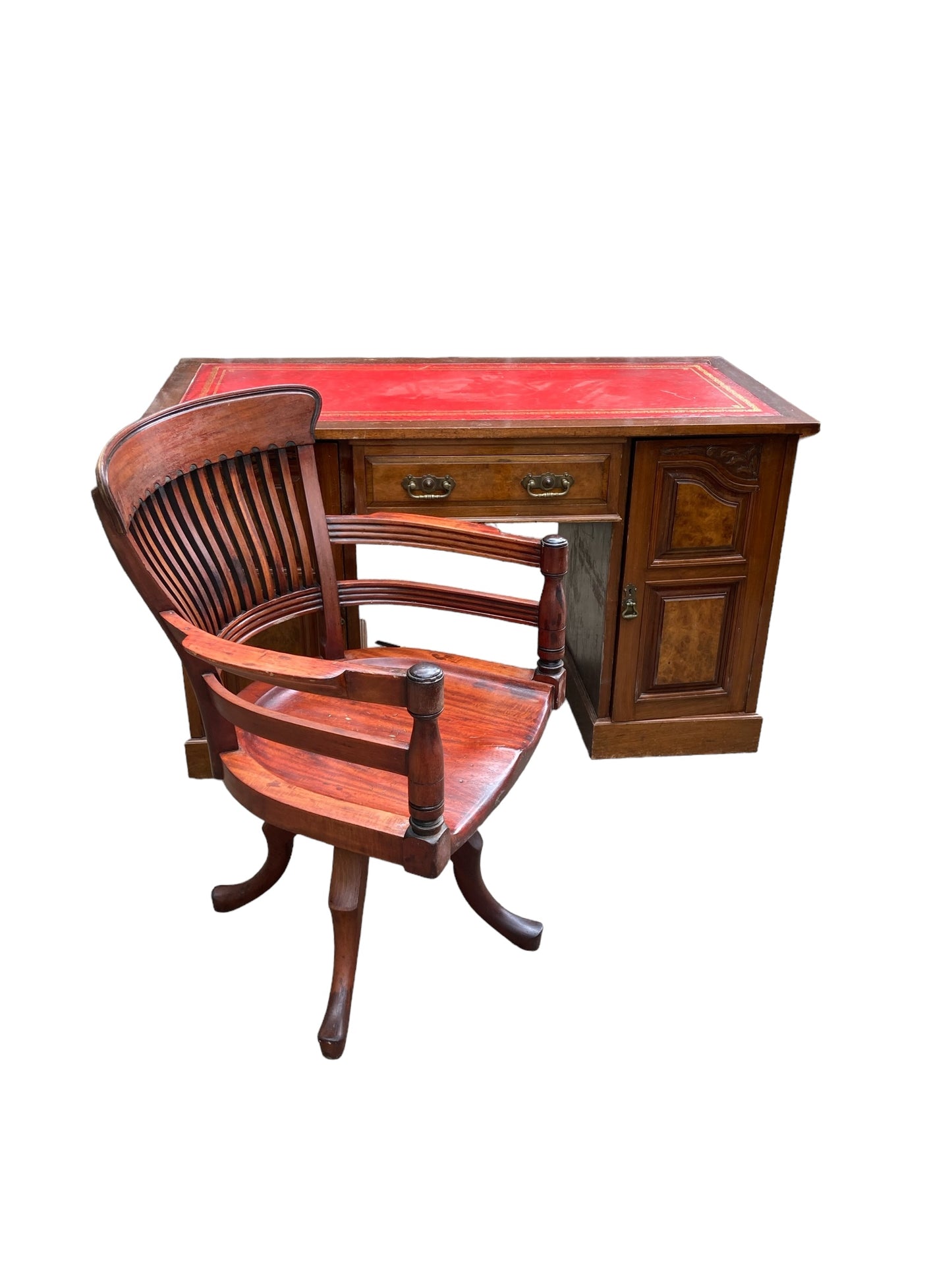 Late 19th Century Mahogany and Burr Walnut Captains Desk