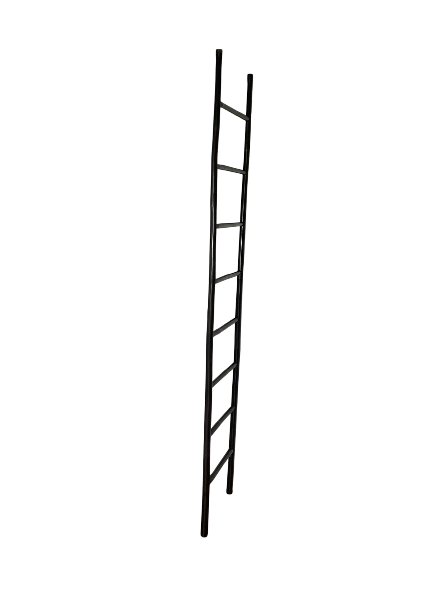 A Rustic Ebonised 8 rung Bamboo Style Ladder, Towel Rale or Display Rack