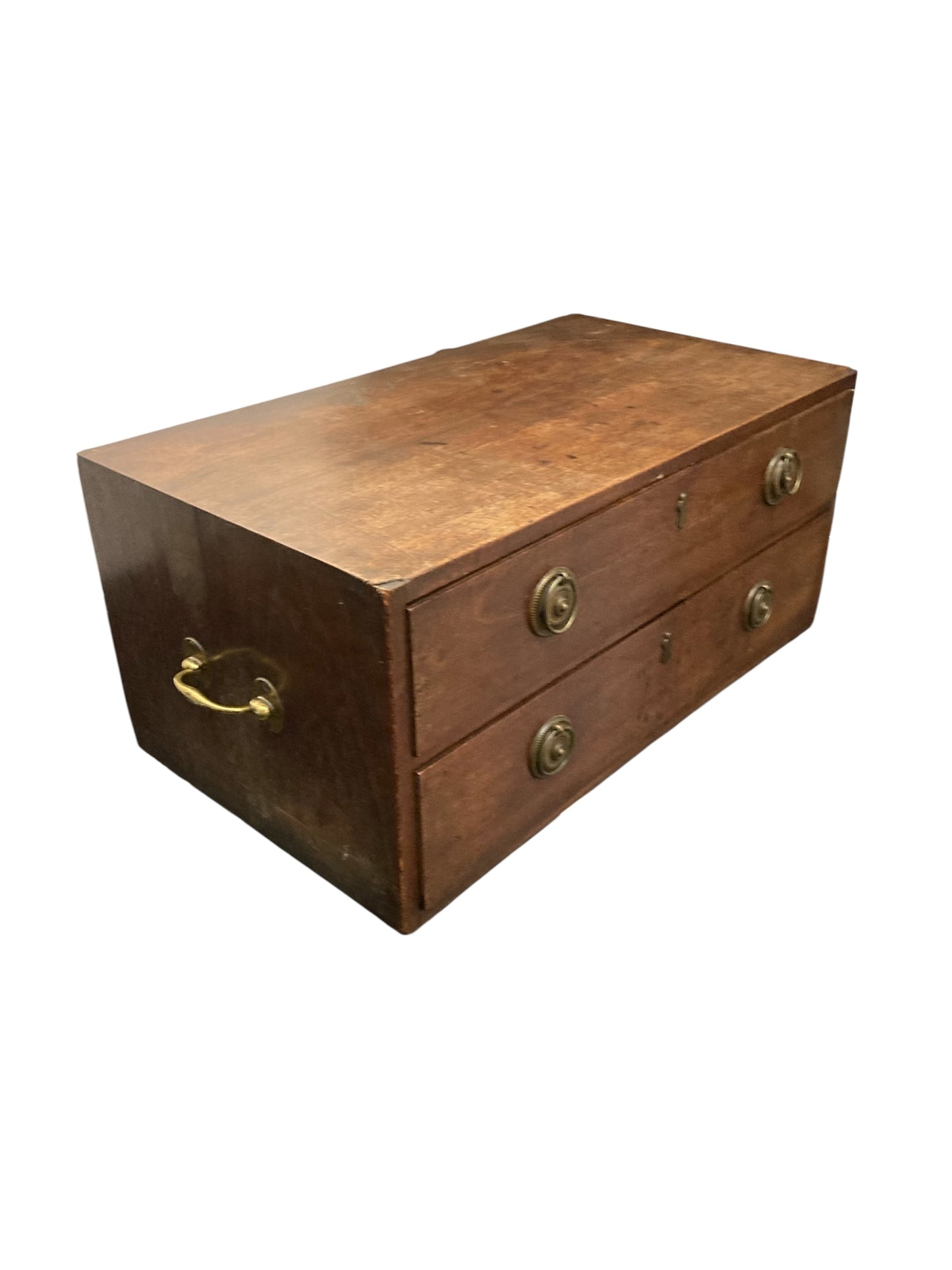 Small Mahogany Campaign style chest of two drawers CIRCA Late 1800's