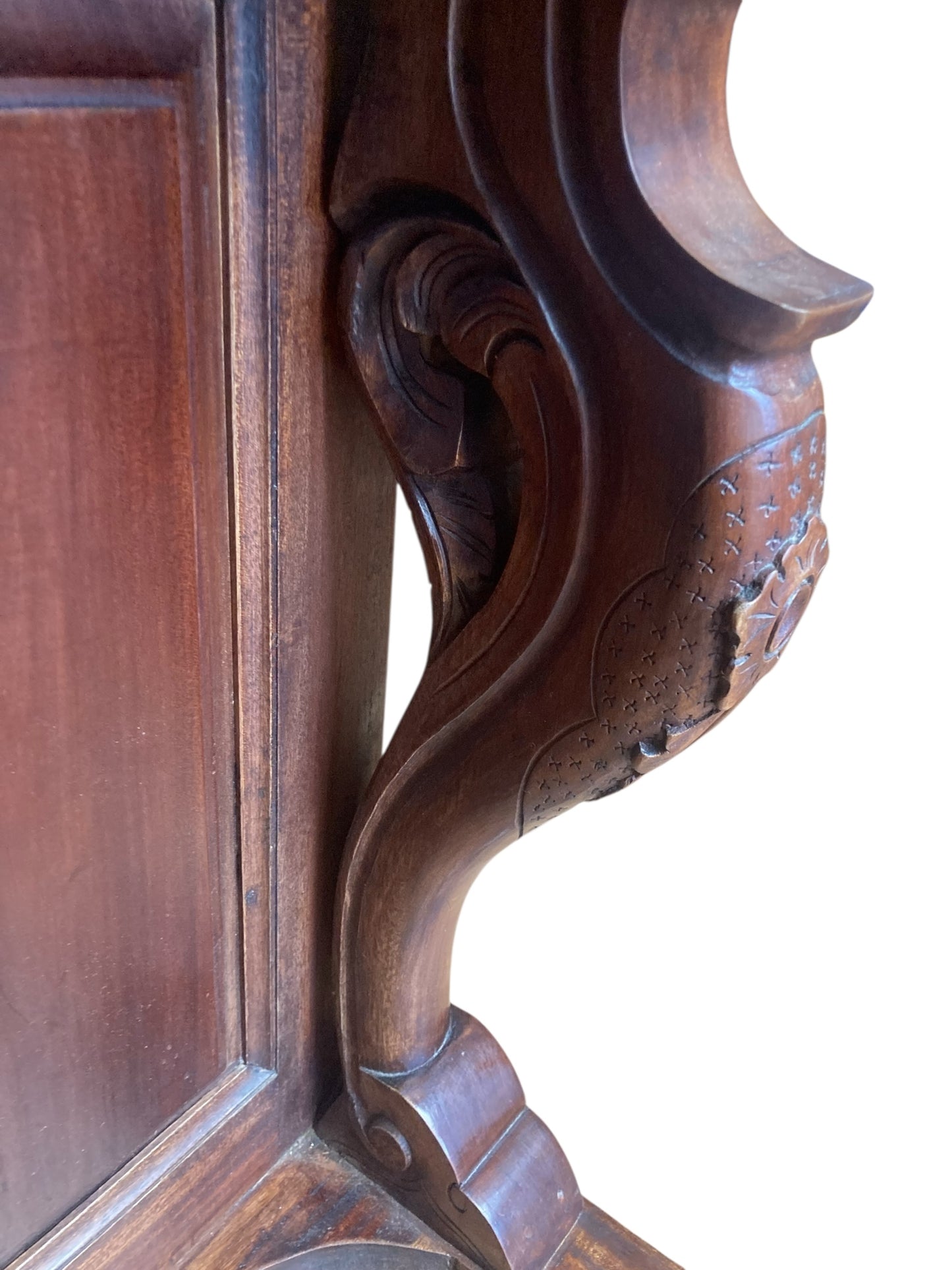 Mahogany Davenport Desk or Bureau With Faux Red Leather Sloped Writing area.
