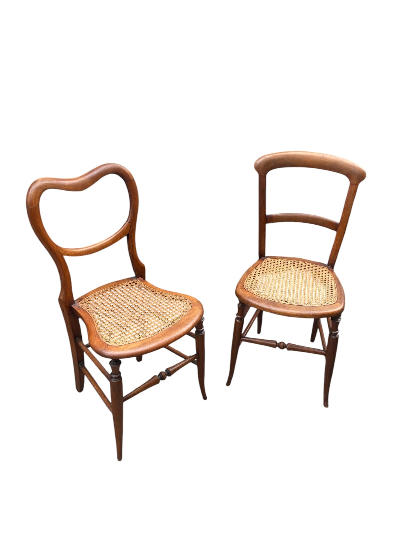 A near pair of Beech framed Victorian side chairs with original Bergere seating