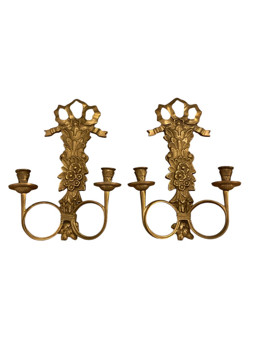 Pair of Italian Brass wall sconces, candelabra