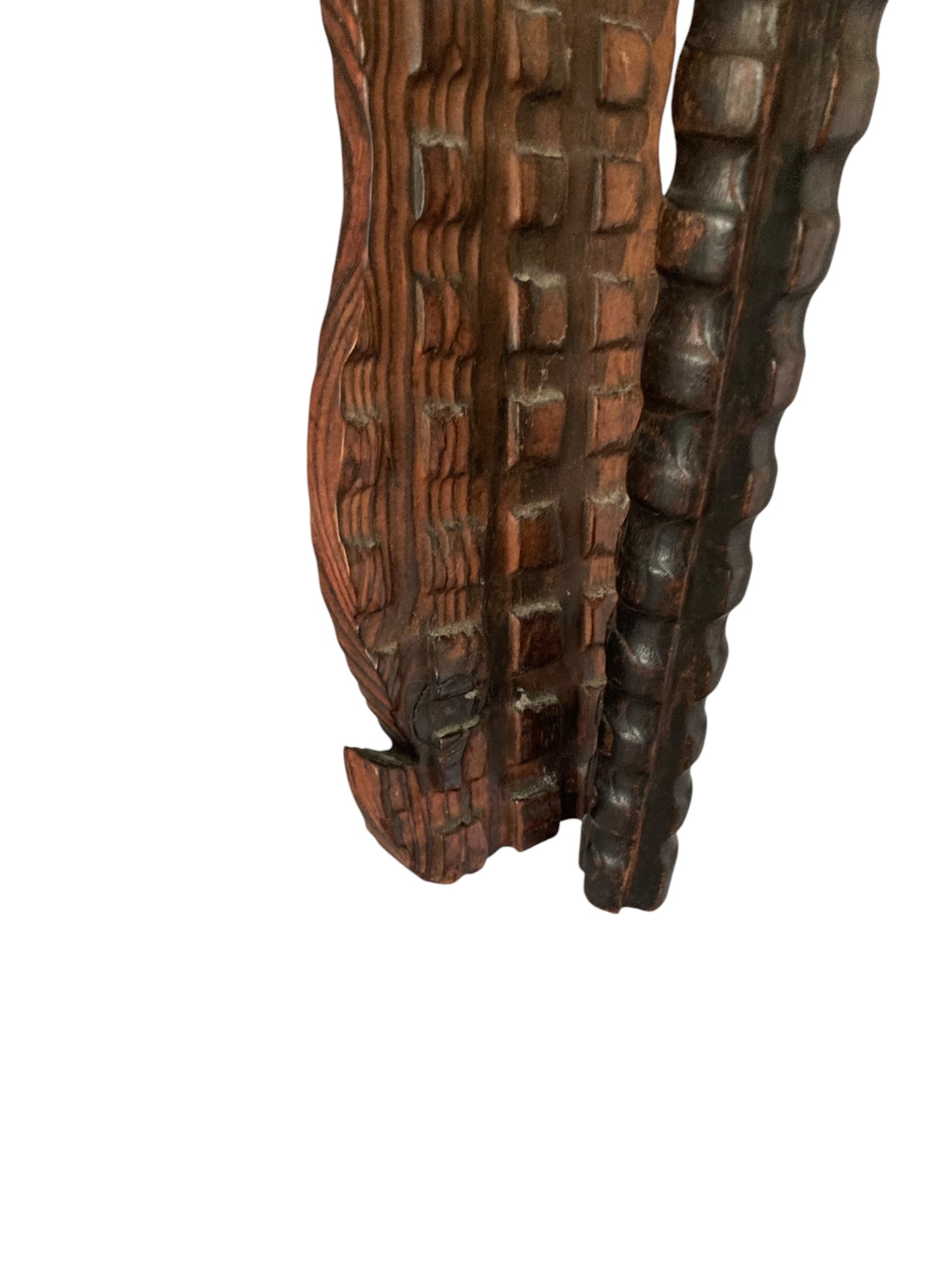 Neo Gothic Medieval Style Carved Wood Wall Candle Holder or Torchere