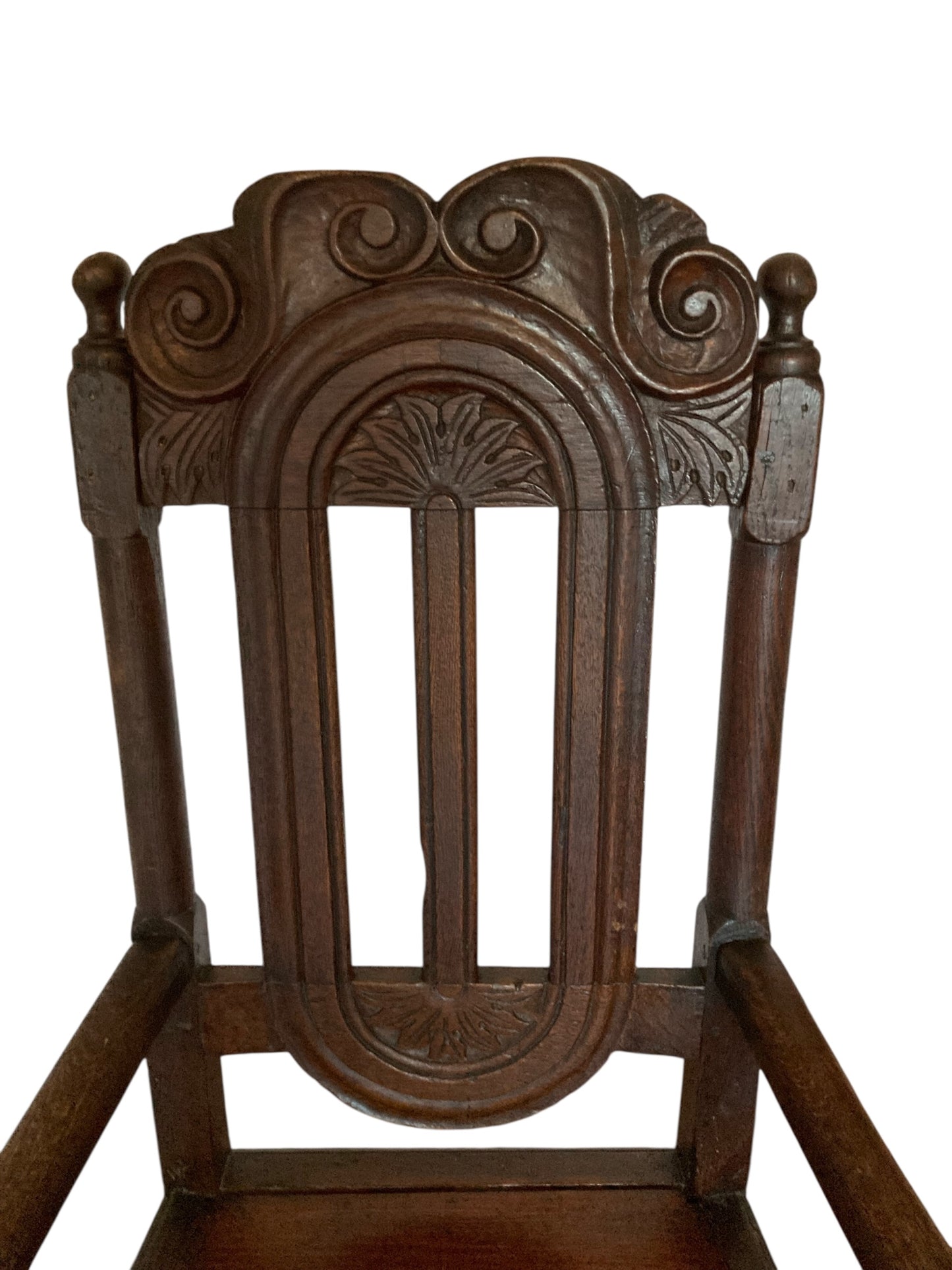 William III 17th Century Oak Hall Chair Circa 1650.