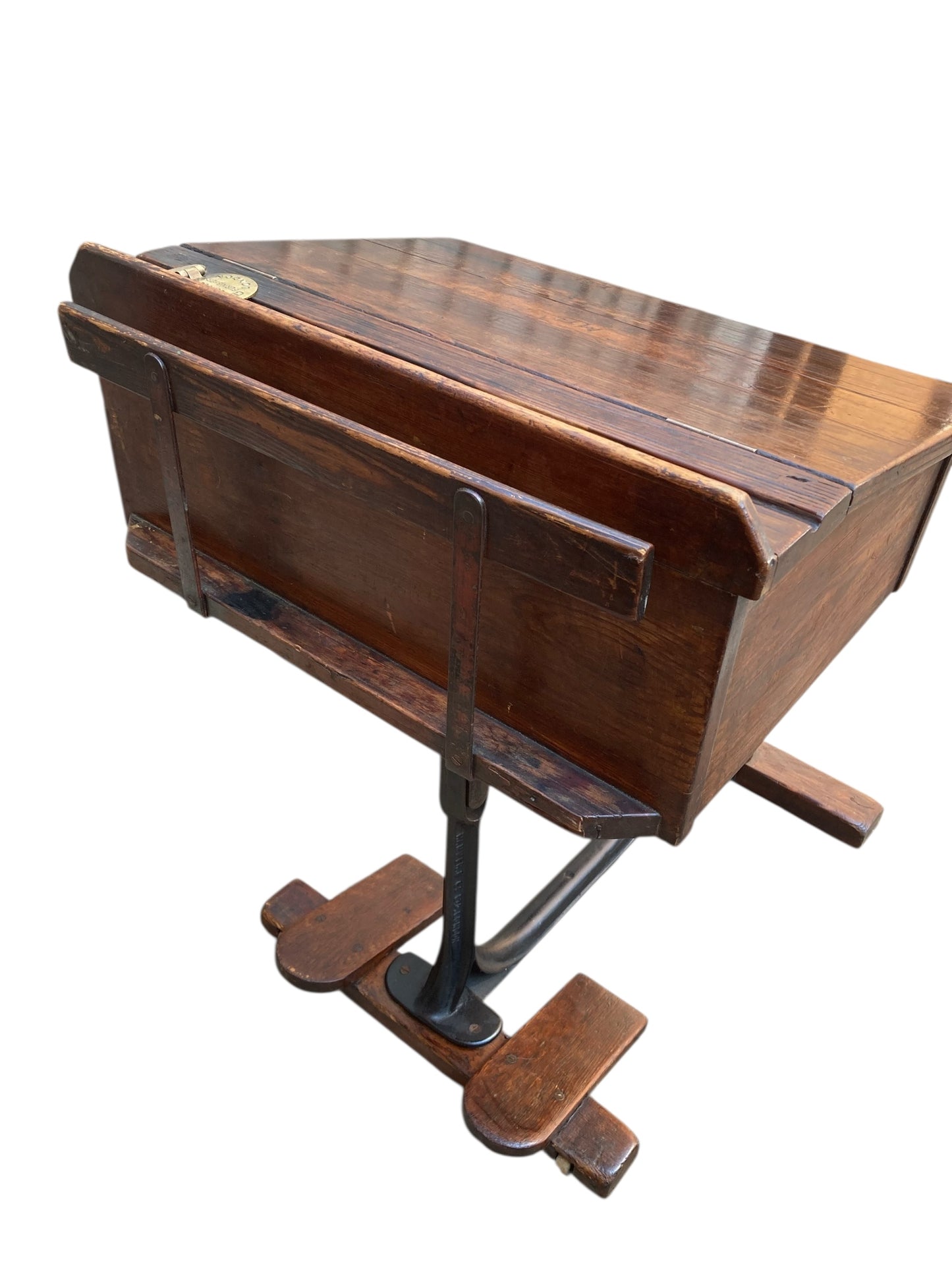 Vintage 1950's Oak Combined school Desk and Chair "George M Hammer & Co London"