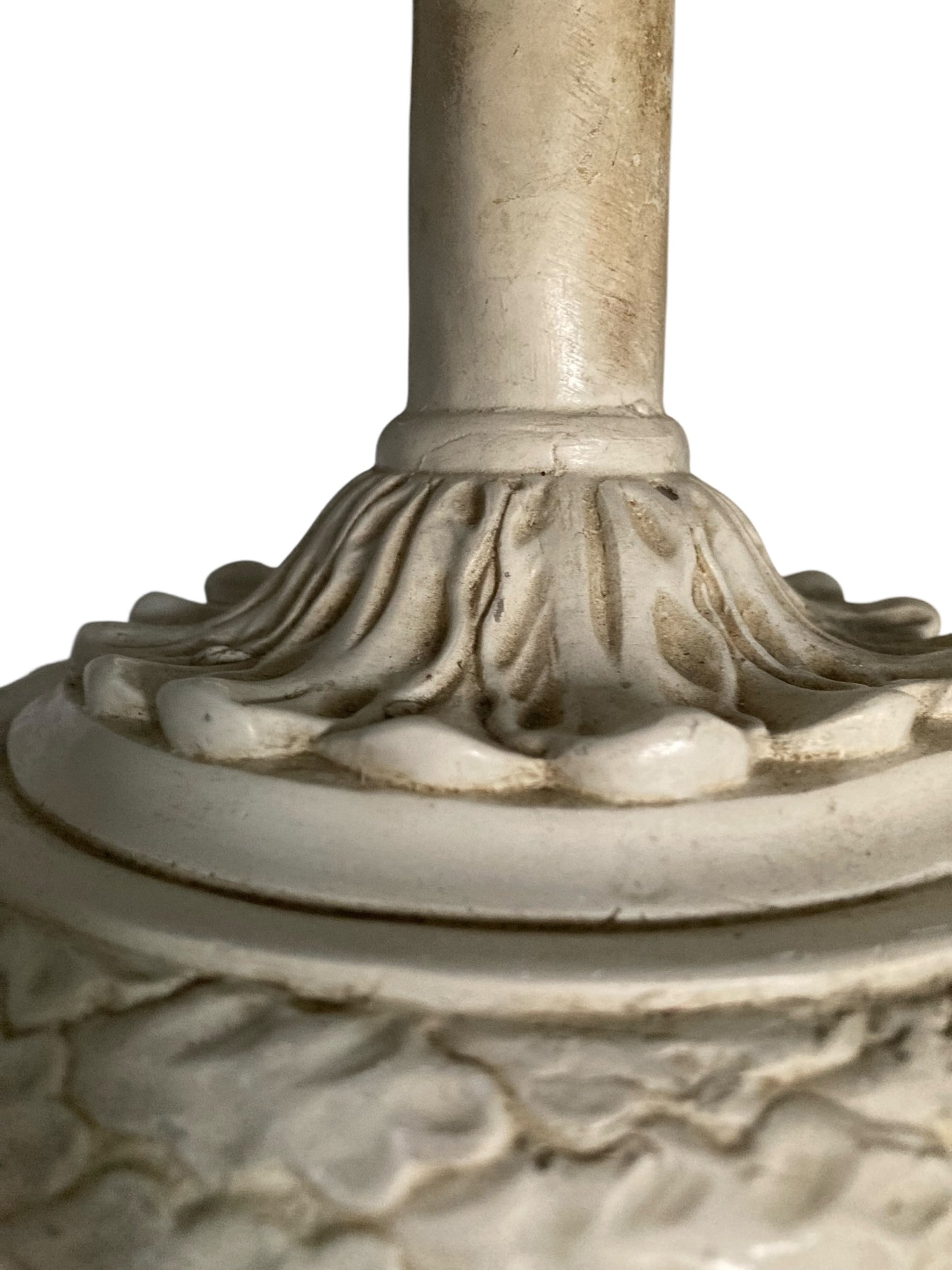 Plaster moulded and decorated Cherub Lamp Circa 1930's Grey Velvet shade