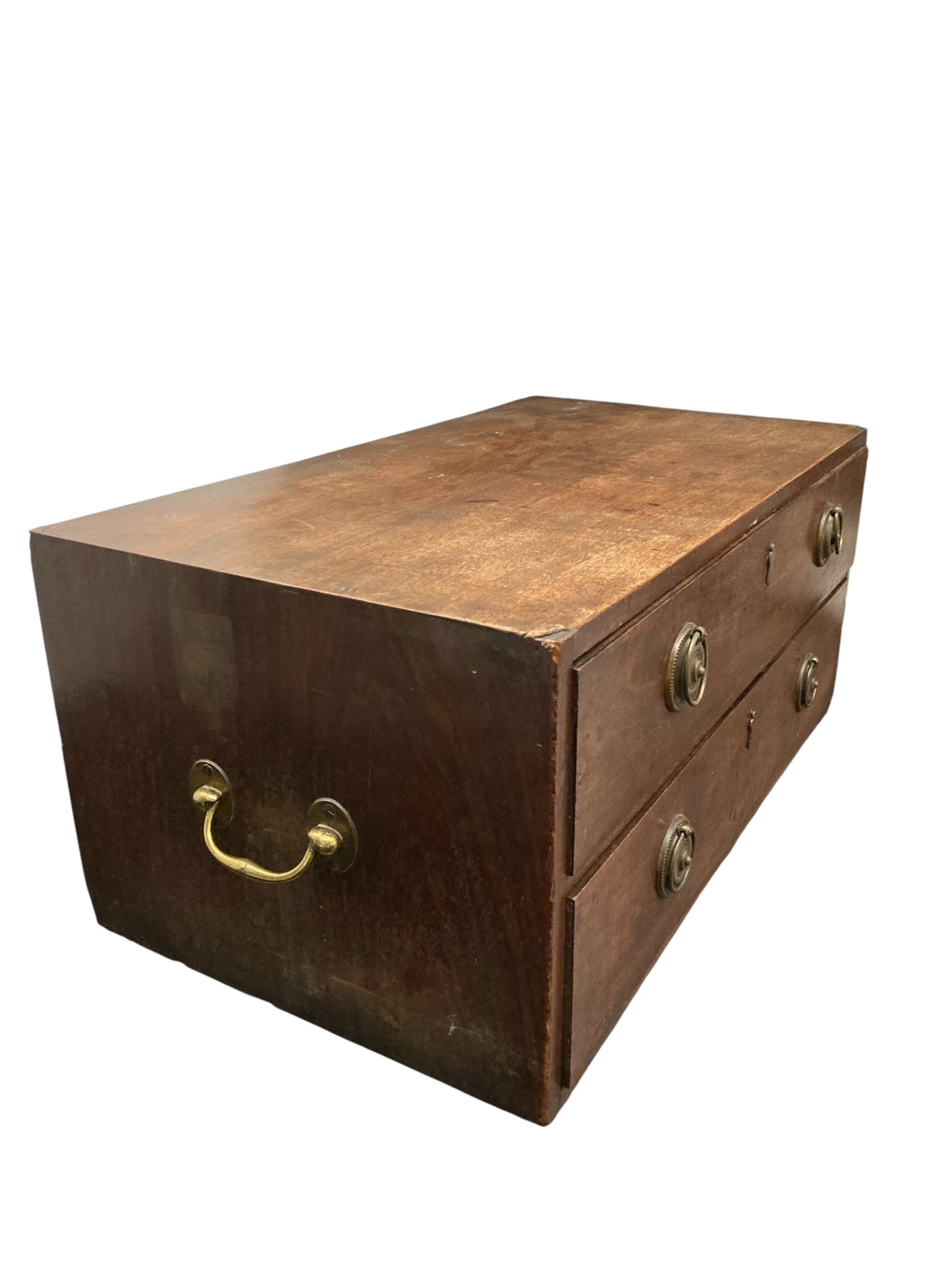 Small Mahogany Campaign style chest of two drawers CIRCA Late 1800's
