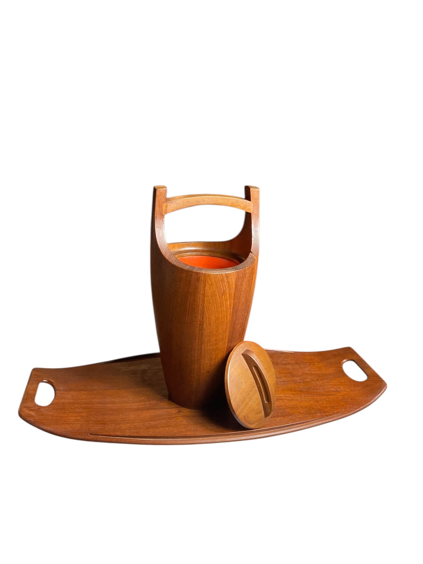 Danish Teak Ice Bucket and Tray by Jens Quistgaard for Dansk Designs Mid Century