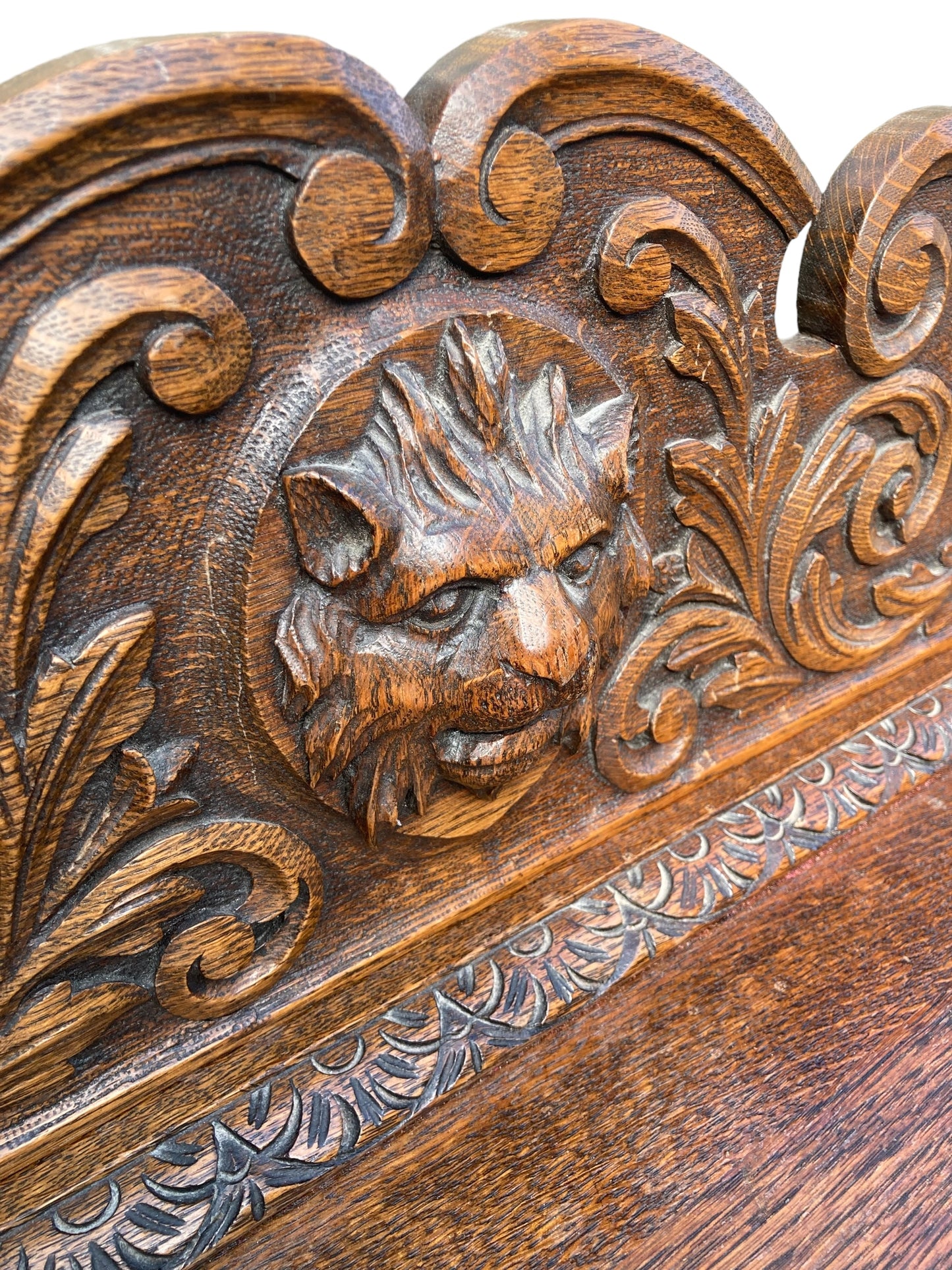 19th Century Victorian Carved Oak Sideboard or Hall Table, Lions Head Carvings