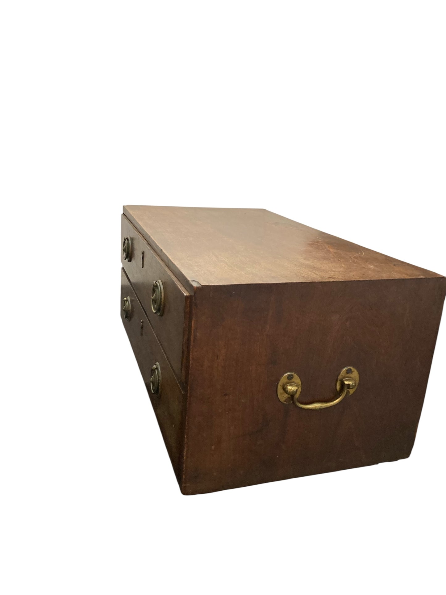 Small Mahogany Campaign style chest of two drawers CIRCA Late 1800's