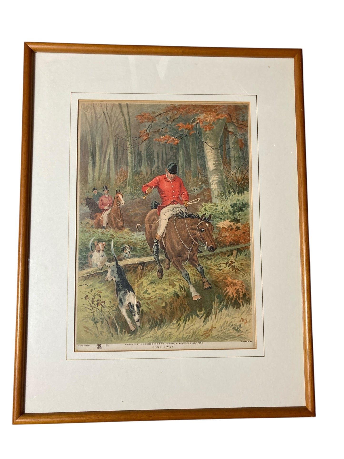 Hand-coloured English Hunting Print Named Gone Away by Henry Alken