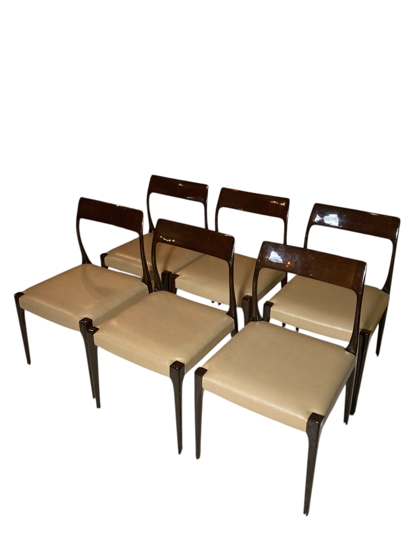 Set of Six Mid Century Style Laskasa Karen Laquered Dining Chairs