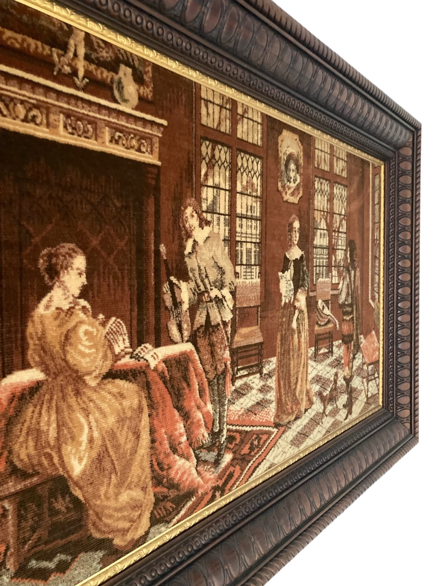 Large Tapestry Style Velvet Picture in Large Wooden Frame