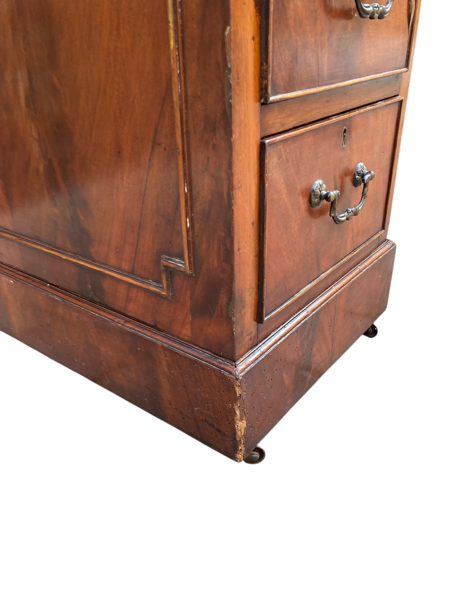 George III Style Mahogany 9 drawer Pedestal Desk.