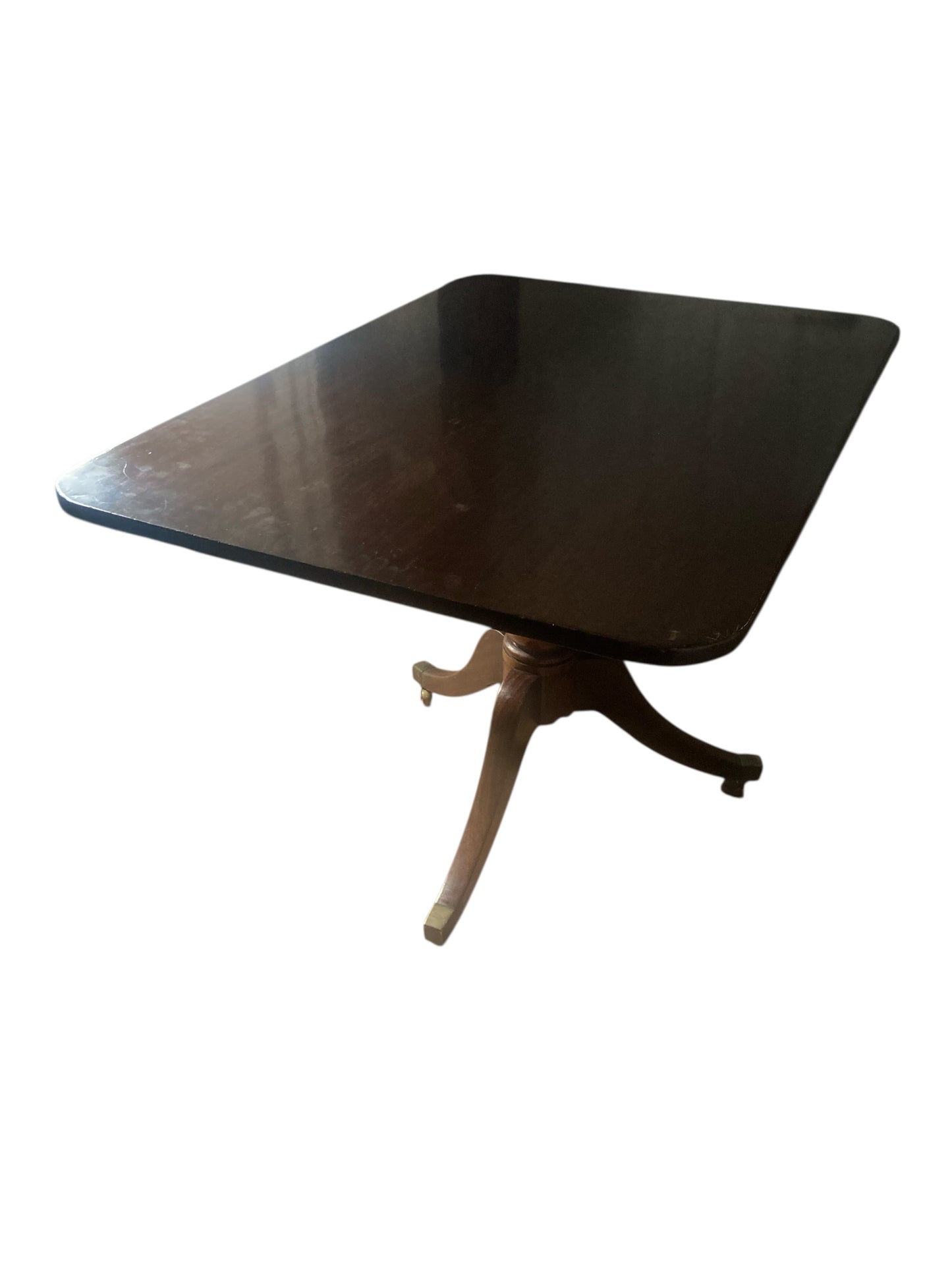 Georgian mahogany Tilt top table on brass castors