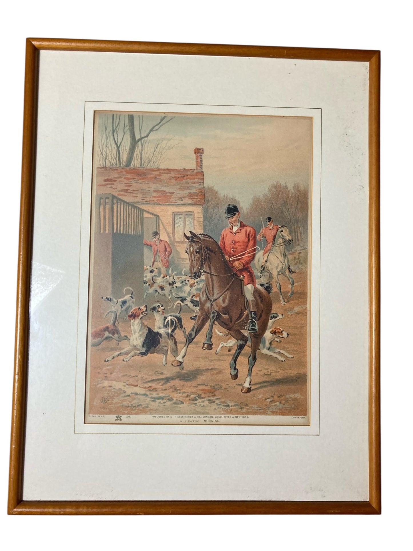 Hand-coloured English Hunting Print Named a Hunting Morning by Henry Alken