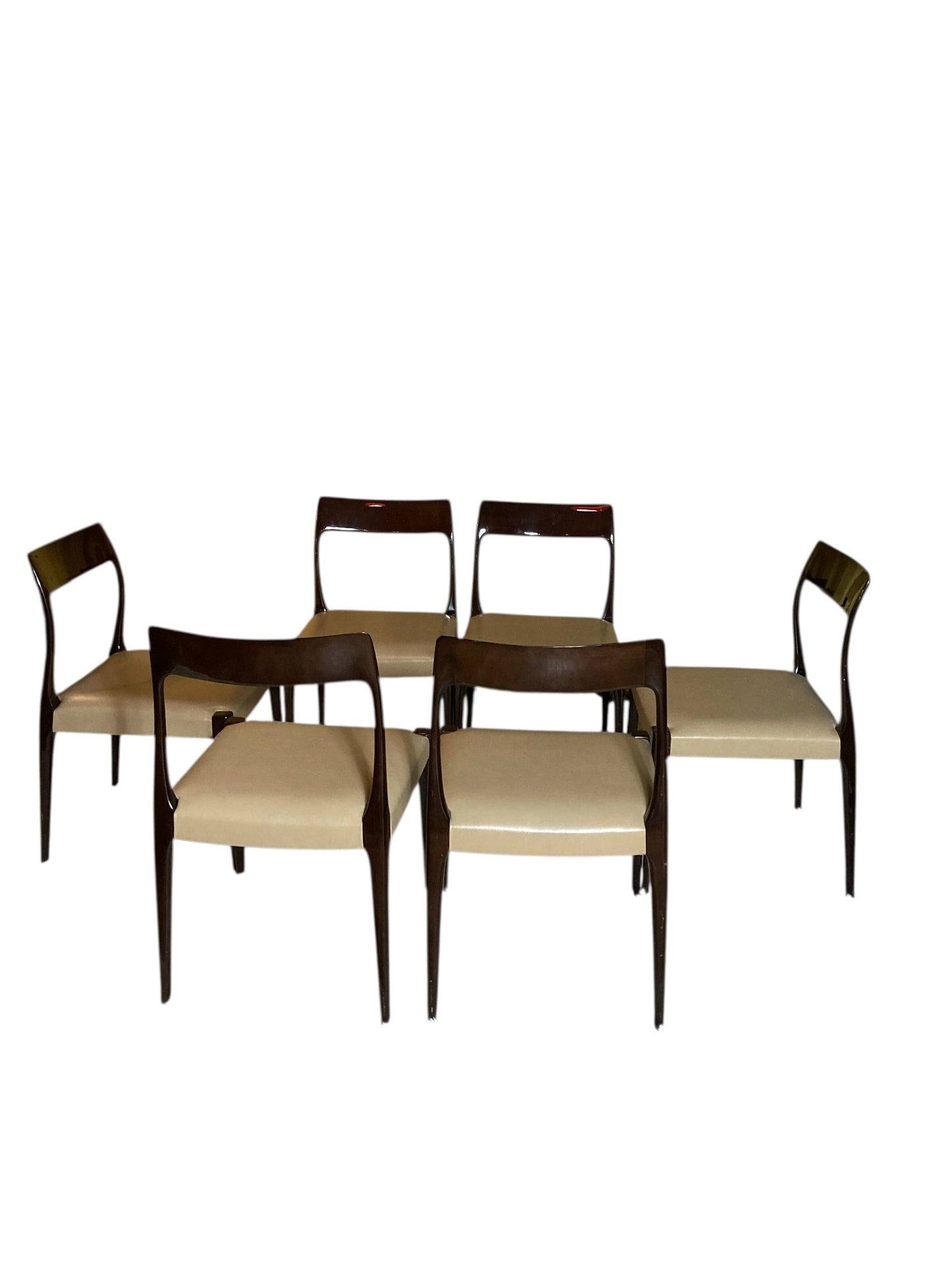 Set of Six Mid Century Style Laskasa Karen Laquered Dining Chairs