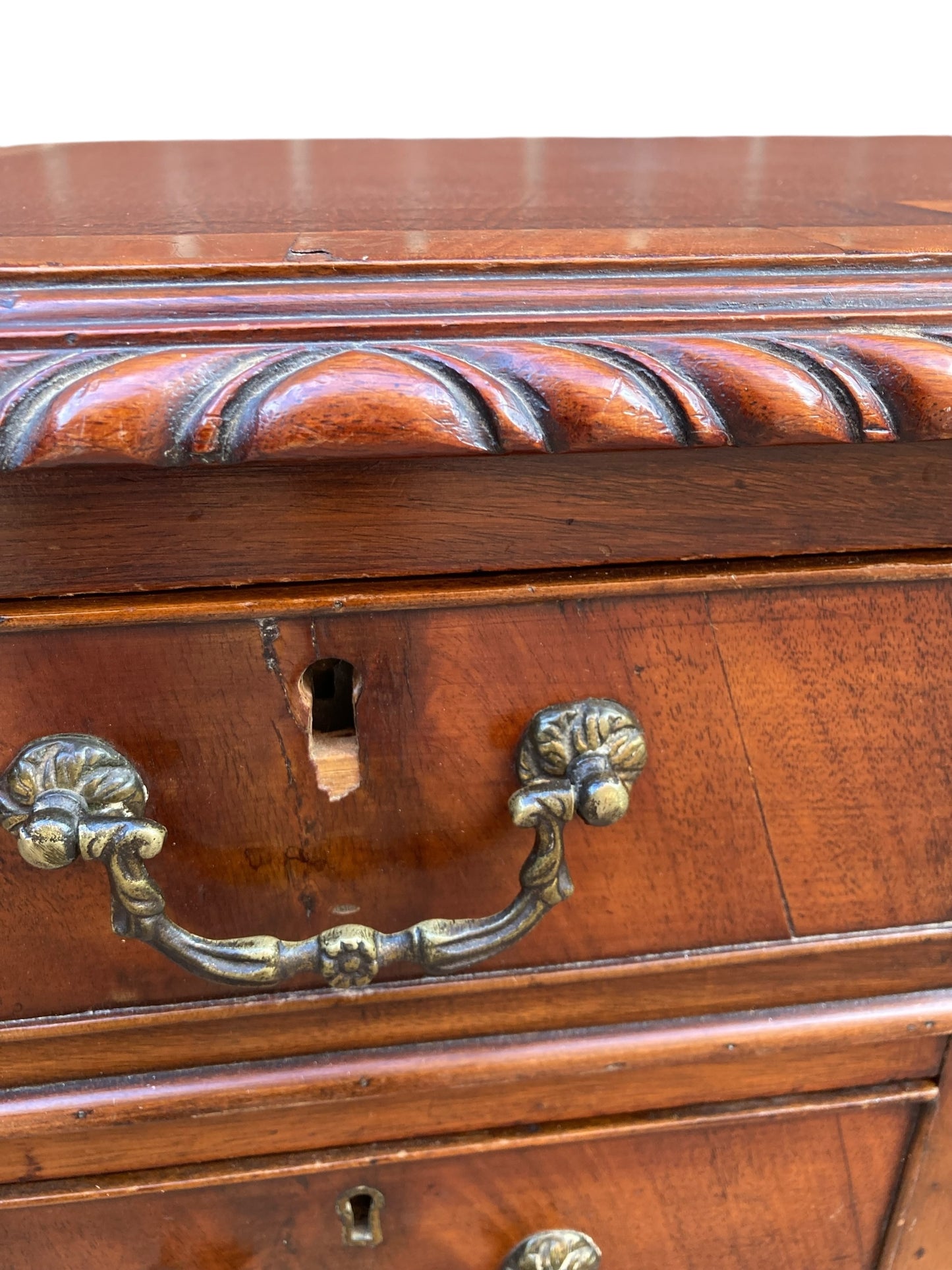 George III Style Mahogany 9 drawer Pedestal Desk.