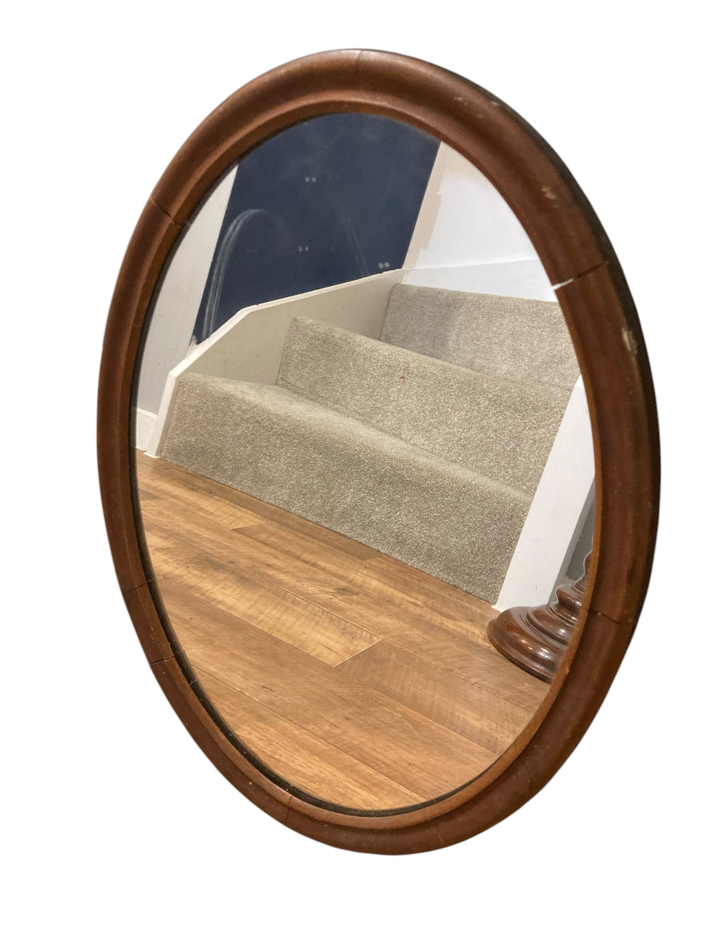 Antique Edwardian Oval Mahogany framed Wall Mirror