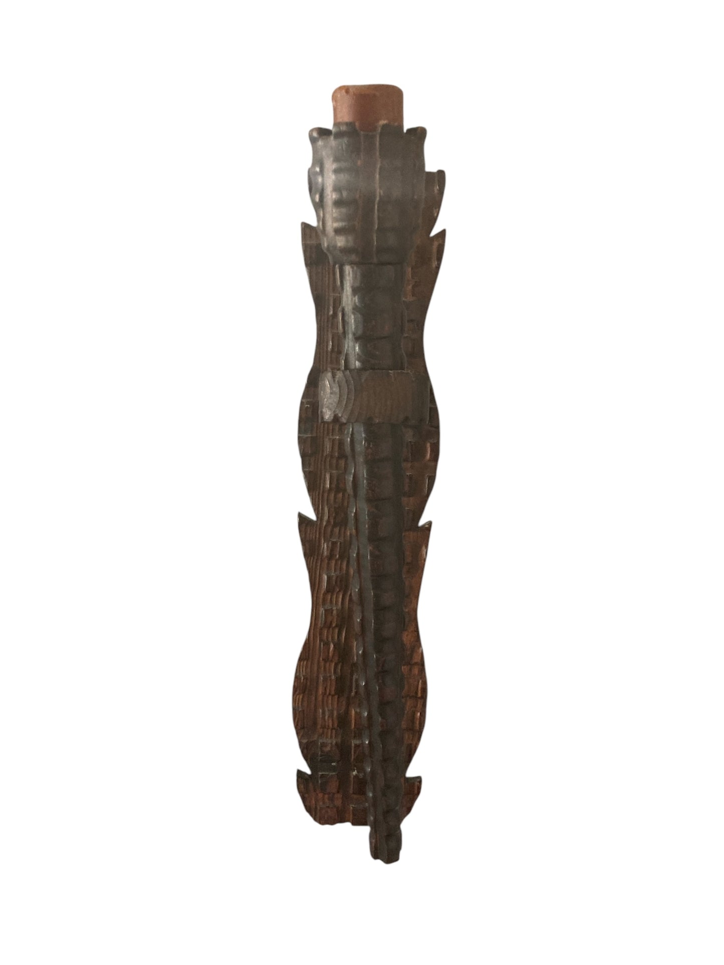 Neo Gothic Medieval Style Carved Wood Wall Candle Holder or Torchere