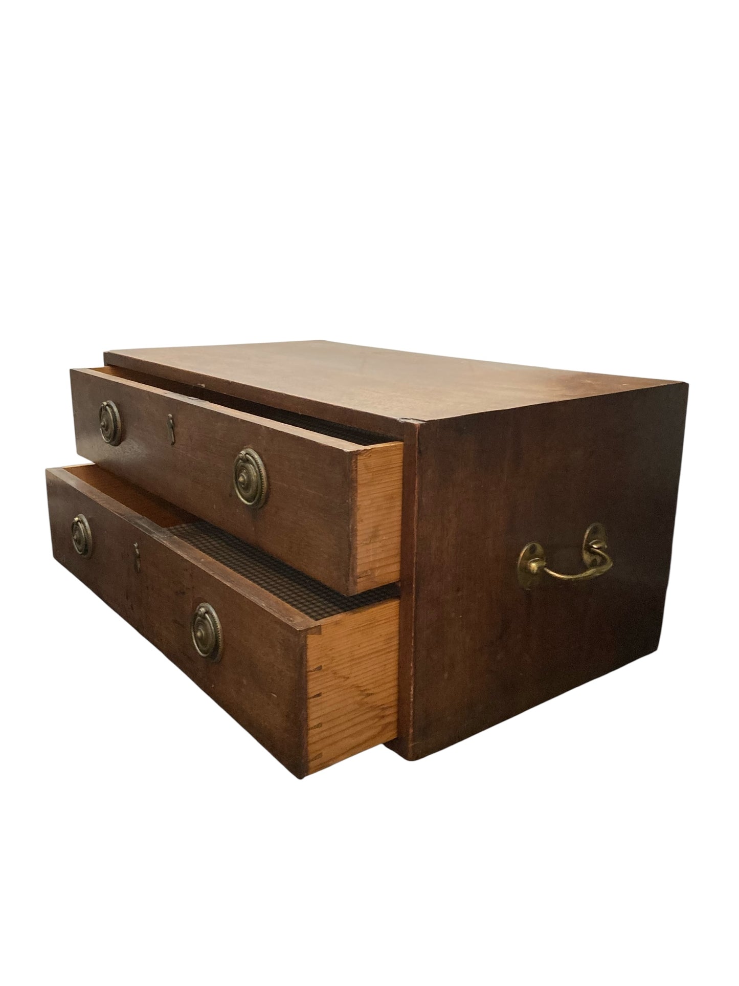 Small Mahogany Campaign style chest of two drawers CIRCA Late 1800's